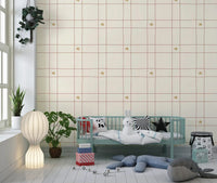 Minimalistisches Weihnachts-Winterkaro mit handgezeichneten Sternen - Tapete in Cranberryrot