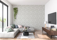 Papel de parede minimalista com padrão de folhas de salva