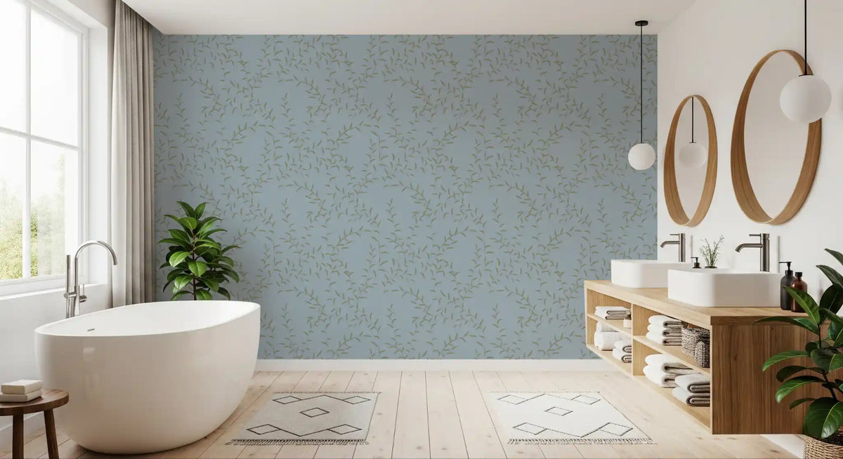 Papier peint minimaliste avec motif de feuilles de saule