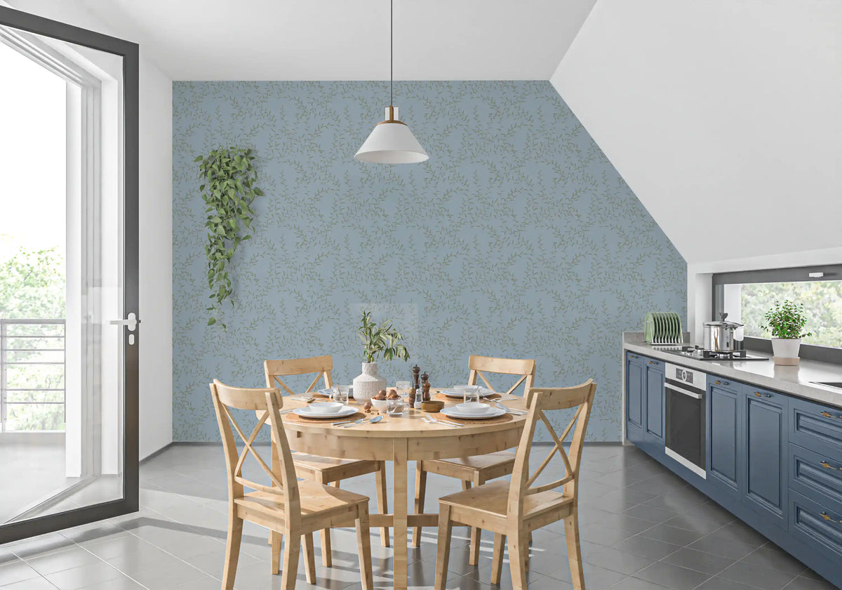 Papier peint minimaliste avec motif de feuilles de saule