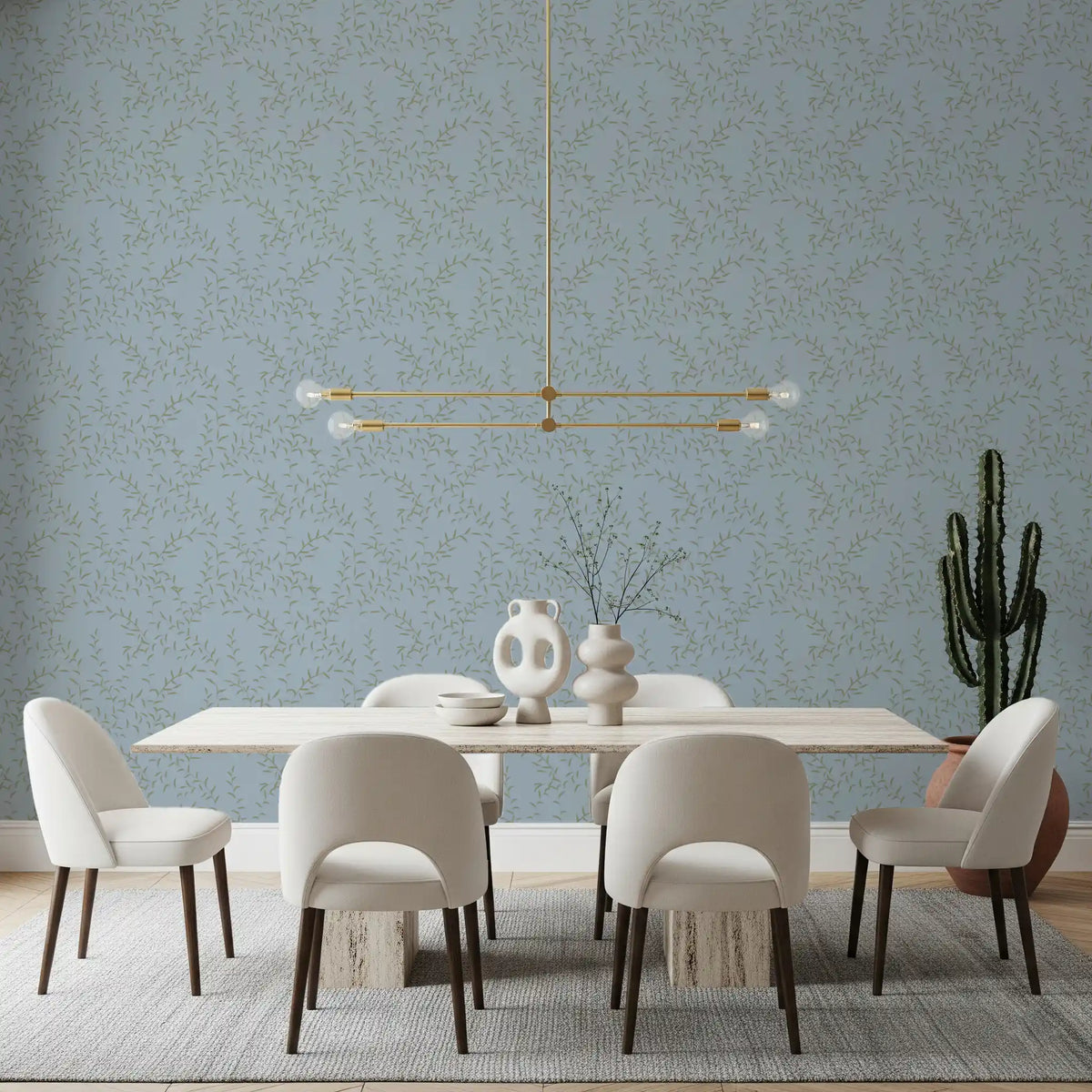 Papier peint minimaliste avec motif de feuilles de saule