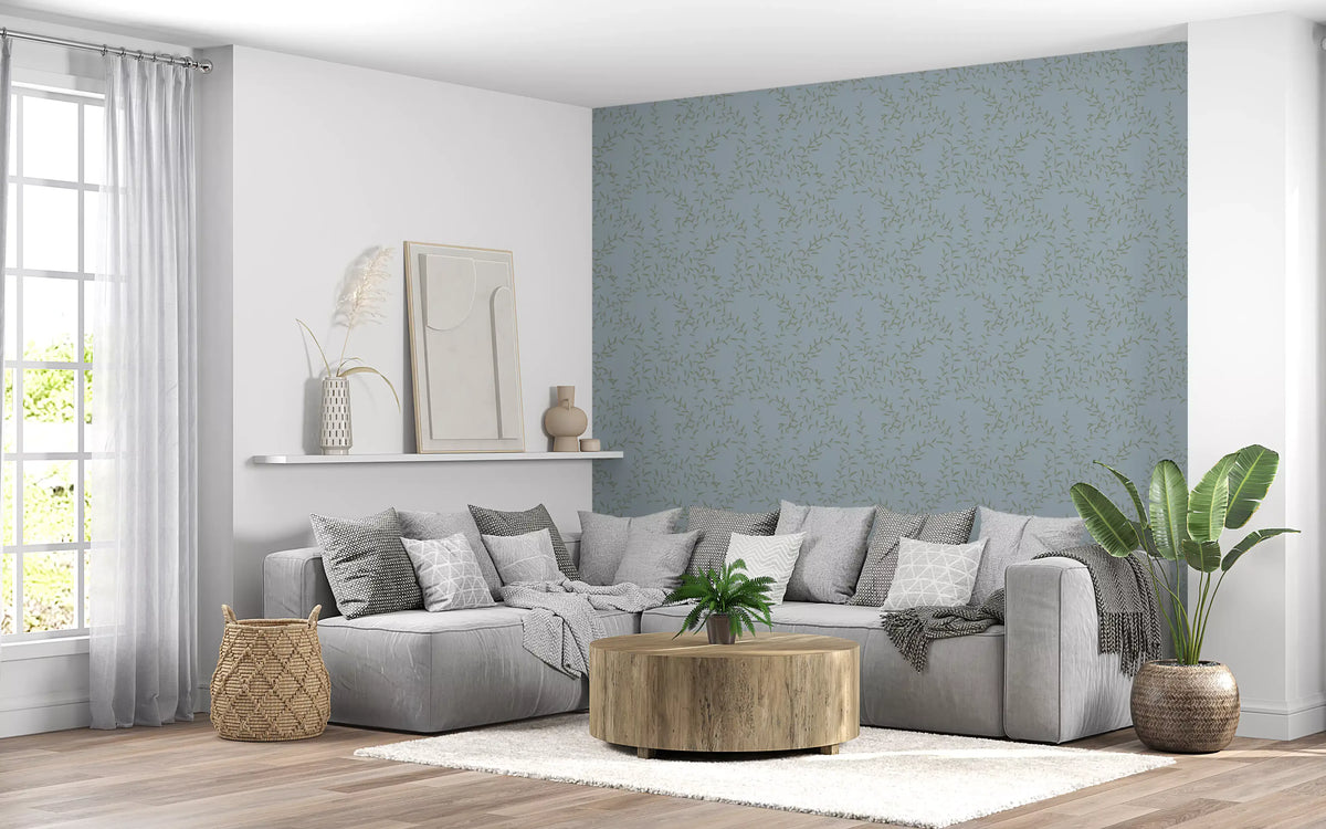 Papier peint minimaliste avec motif de feuilles de saule