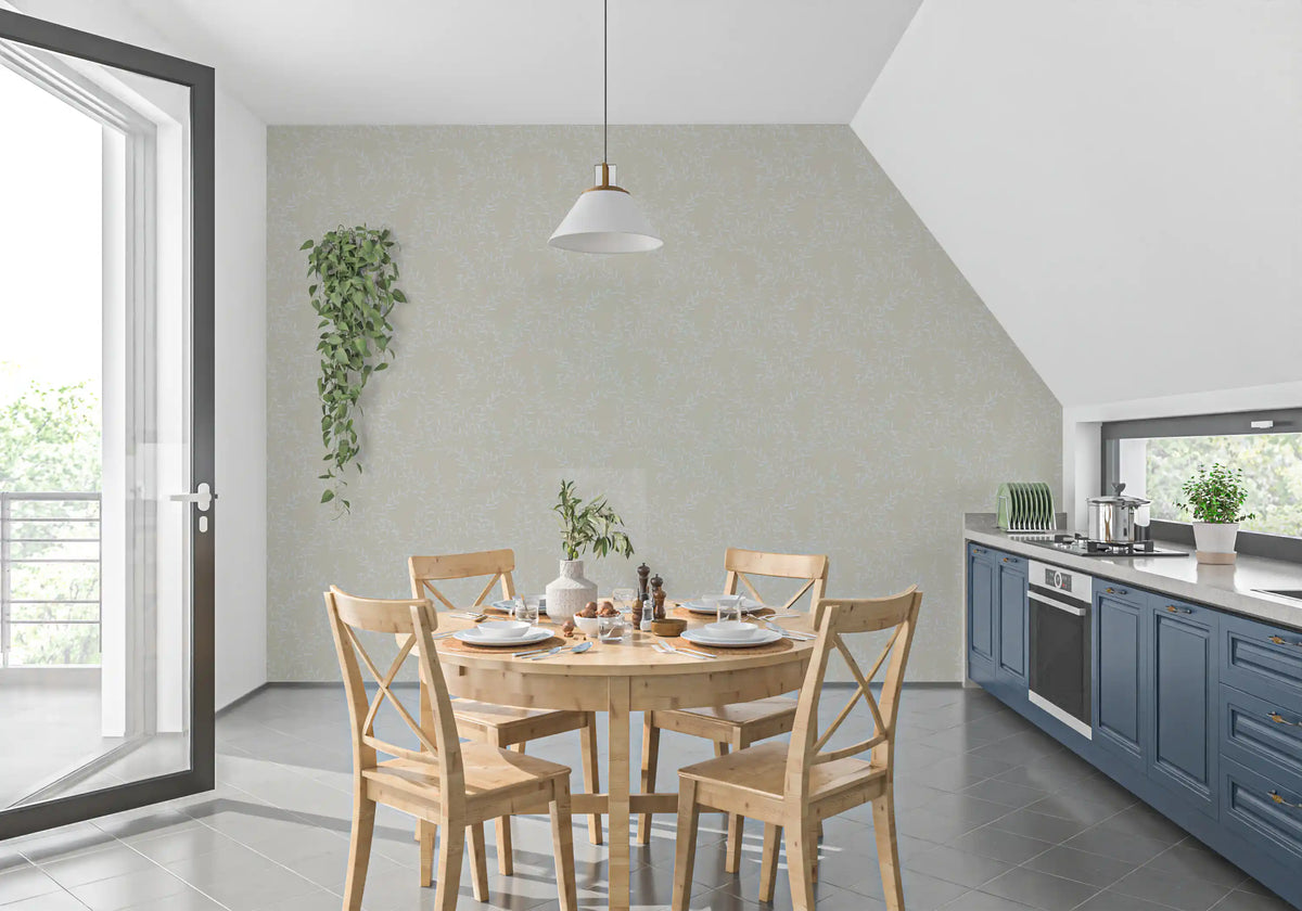 Papier peint botanique délicat avec motif de saule ondulant