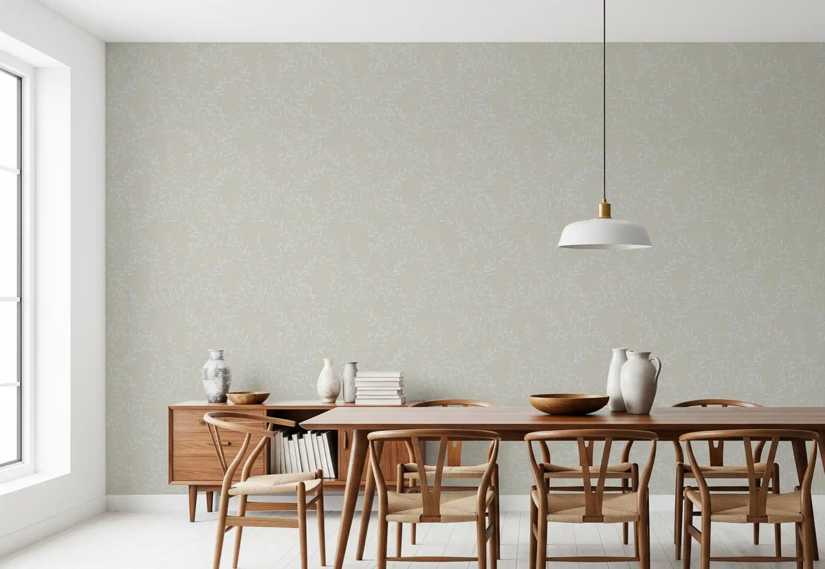 Papier peint botanique délicat avec motif de saule ondulant