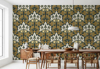 Golden Foliage Damask Wallpaper⁠