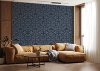Carta da parati damascata botanica blu navy mezzanotte