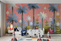 Pink Tropical Garden Oasis Wall Mural