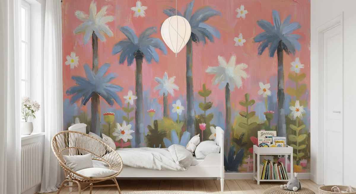 Pink Tropical Garden Oasis Wall Mural
