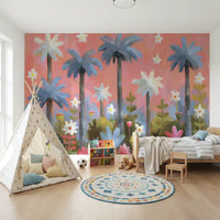 Pink Tropical Garden Oasis Wall Mural