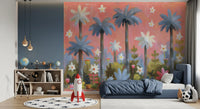 Pink Tropical Garden Oasis Wall Mural