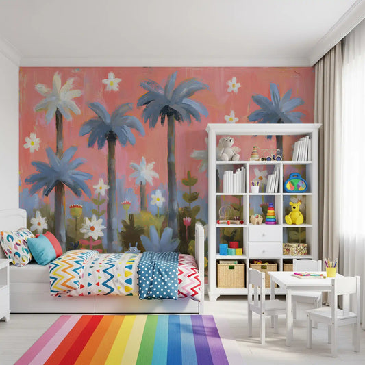 Mural de parede Oásis de Jardim Tropical Cor-de-rosa