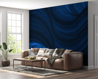 Wandbild „Fließende Kurven in Mitternachtsblau“