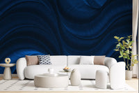 Wandbild „Fließende Kurven in Mitternachtsblau“