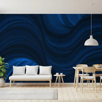 Wandbild „Fließende Kurven in Mitternachtsblau“