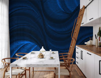 Wandbild „Fließende Kurven in Mitternachtsblau“