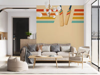 Vintage Cricket Stripes Wall Mural