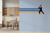 Wandbild mit der Silhouette eines Retro-Cricketspielers