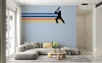 Wandbild mit der Silhouette eines Retro-Cricketspielers