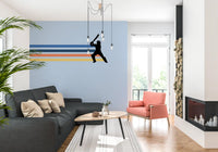 Wandbild mit der Silhouette eines Retro-Cricketspielers