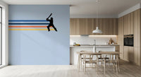 Wandbild mit der Silhouette eines Retro-Cricketspielers