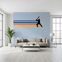 Wandbild mit der Silhouette eines Retro-Cricketspielers
