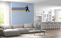 Wandbild mit der Silhouette eines Retro-Cricketspielers