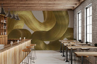 Murale da parete con pennellate astratte Golden Fluidity