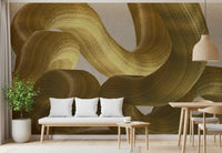 Murale da parete con pennellate astratte Golden Fluidity