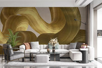 Murale da parete con pennellate astratte Golden Fluidity