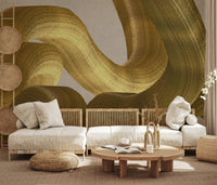 Murale da parete con pennellate astratte Golden Fluidity