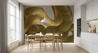 Murale da parete con pennellate astratte Golden Fluidity