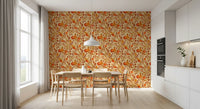 Watercolor Autumn Fruit Leaves Cream Background Harvest Pattern Wallpaper⁠