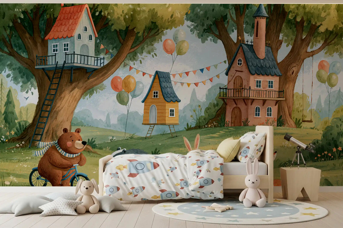 Forest Friends Playtime Woodland Scene Wall Mural