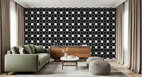 Papier peint géométrique quadrillé minimaliste noir et blanc⁠