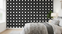 Papier peint géométrique quadrillé minimaliste noir et blanc⁠