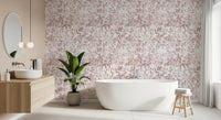 Tapet med botanisk engskitse i blush