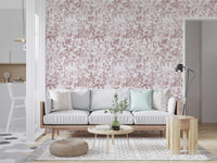 Tapet med botanisk engskitse i blush
