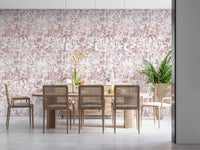 Tapet med botanisk engskitse i blush