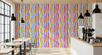 Papel de parede com pinceladas verticais multicoloridas vibrantes⁠