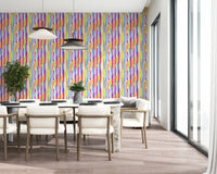 Papel de parede com pinceladas verticais multicoloridas vibrantes⁠