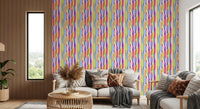Papel de parede com pinceladas verticais multicoloridas vibrantes⁠