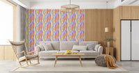 Papel de parede com pinceladas verticais multicoloridas vibrantes⁠