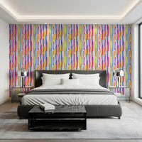 Papel de parede com pinceladas verticais multicoloridas vibrantes⁠