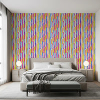 Papel de parede com pinceladas verticais multicoloridas vibrantes⁠