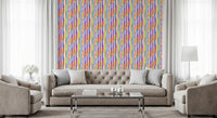 Papel de parede com pinceladas verticais multicoloridas vibrantes⁠