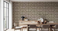 Olive and Blush Organic Abstract Botanical Pattern Wallpaper⁠