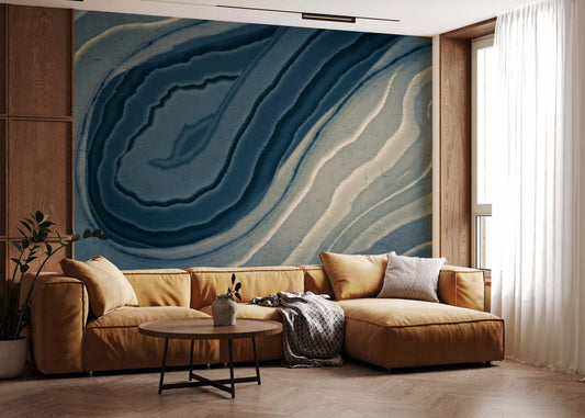 Abstracte muurschildering met vloeiende inktwassing