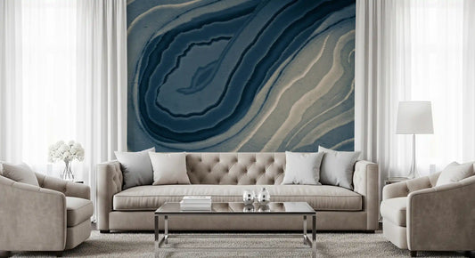 Abstracte muurschildering met vloeiende inktwassing