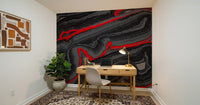Papier peint panoramique mural Flow Graphite cramoisi