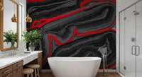 Papier peint panoramique mural Flow Graphite cramoisi